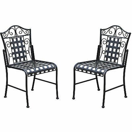 INTERNATIONAL CARAVAN Mandalay Iron Patio Bistro Chair, Antique Black, 2PK 3473-2CH-ANT-BK